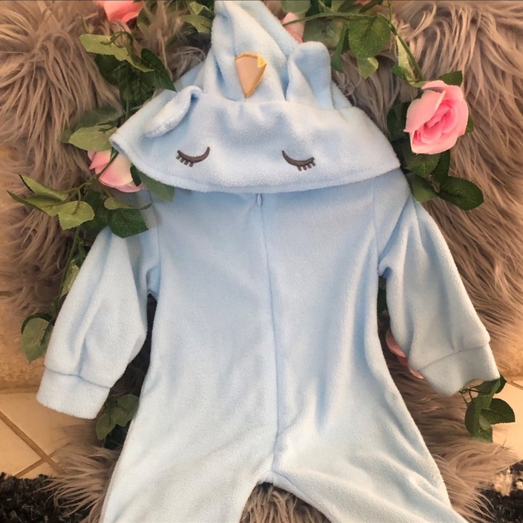 Infant Gold Winged Baby Blue Unicorn Onesies/6/12m